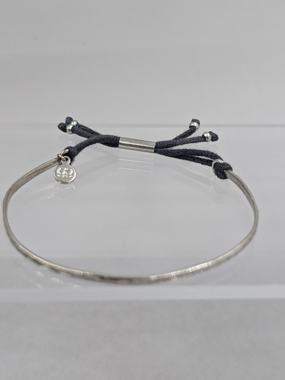 Gorjana Silver Bangle with Black Adjustable Cord